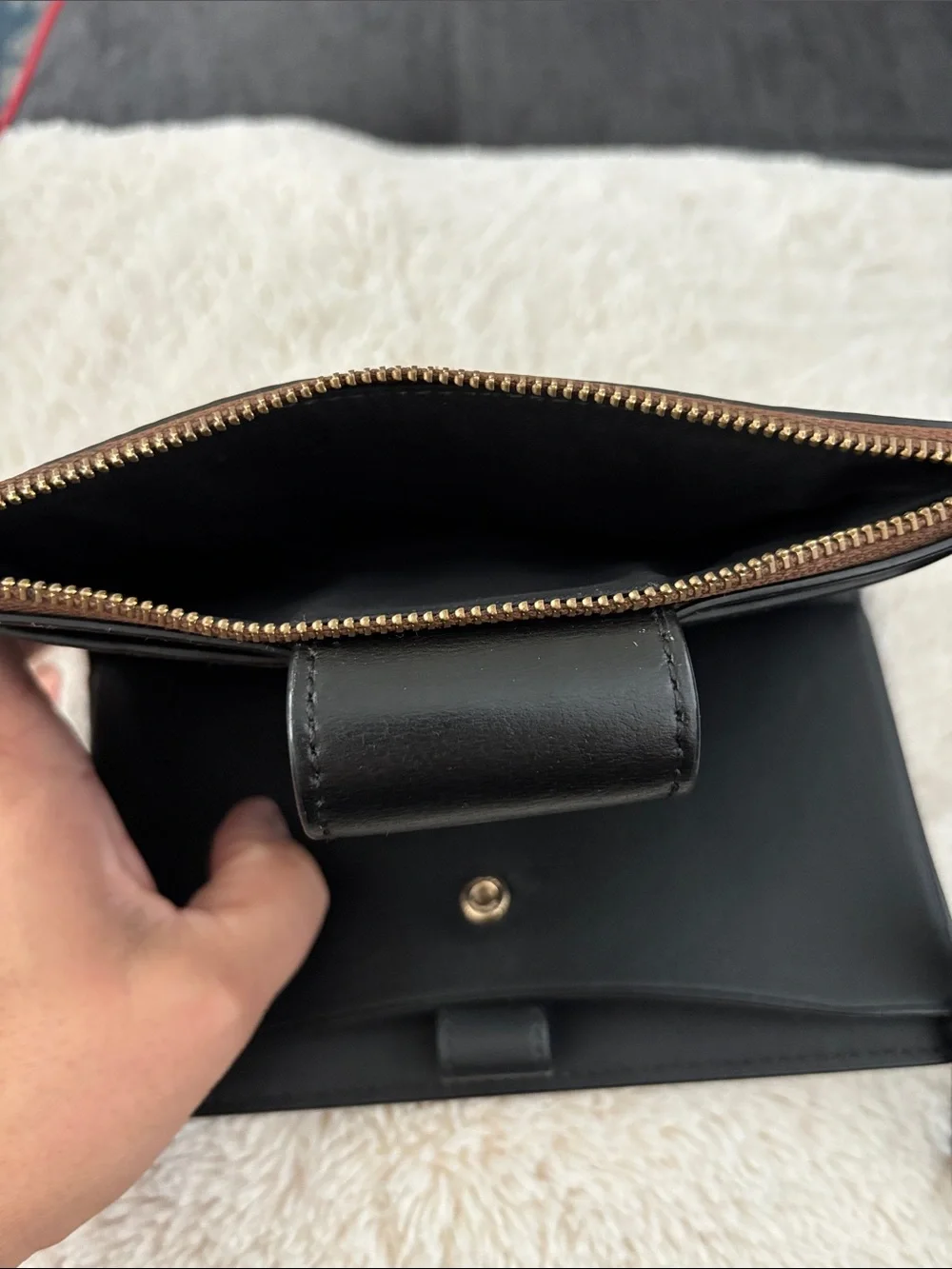 Coach Brown Signature Canvas wallet with Black Leather Trim